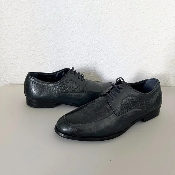 Men's Classic Premium‎ Leather Dress ShoesLace-Up Oxford Navy Leather Outsole
